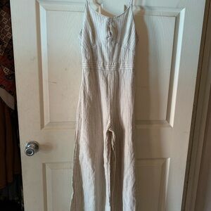 Japna spaghetti adjustable straps jumpsuit wide legs strip lined sz de fit s too